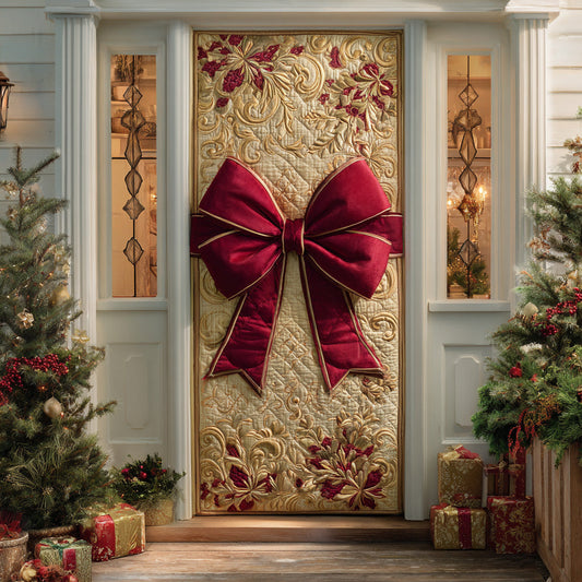 Cozy Ribbon Wreath Quilted Door Cover NCU0TD1640
