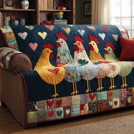 Cozy Rooster Lineup Quilted Sofa Cover NCU0XD2120