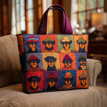 Cozy Rottie Patch Quilted Tote Bag NCU0NT9101