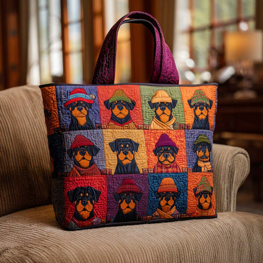 Cozy Rottie Patch Quilted Tote Bag NCU0NT9101