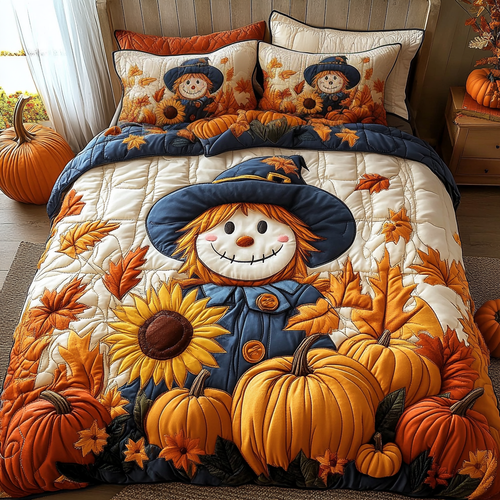 Cozy Scarecrow 3-Piece Quilted Bedding Set NCU0DK9096