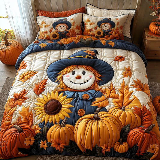 Cozy Scarecrow 3-Piece Quilted Bedding Set NCU0DK9096