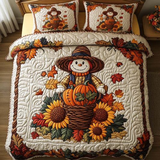 Cozy Scarecrow Days 3-Piece Quilted Bedding Set NCU0NT8374