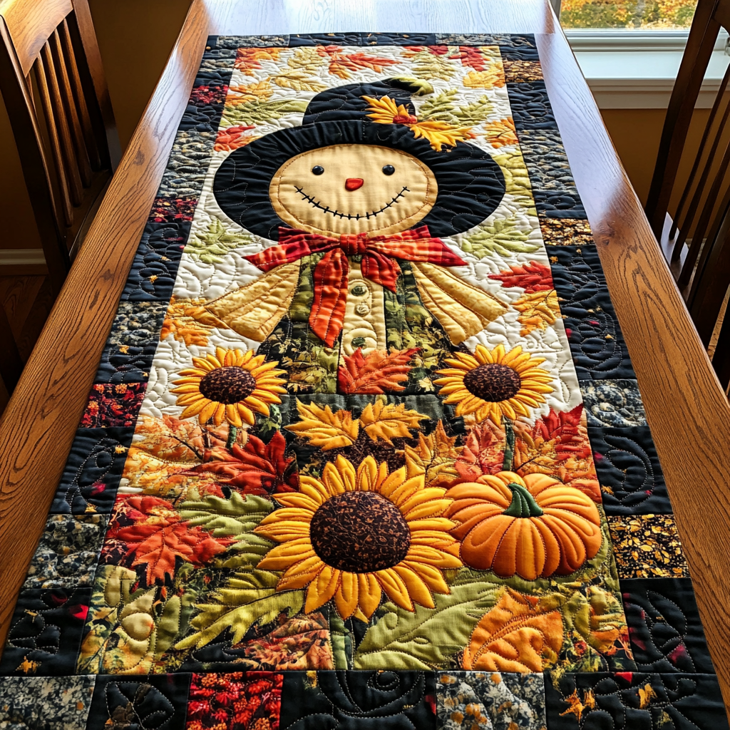 Cozy Scarecrow Quilted Table Runner NCU0DK9174