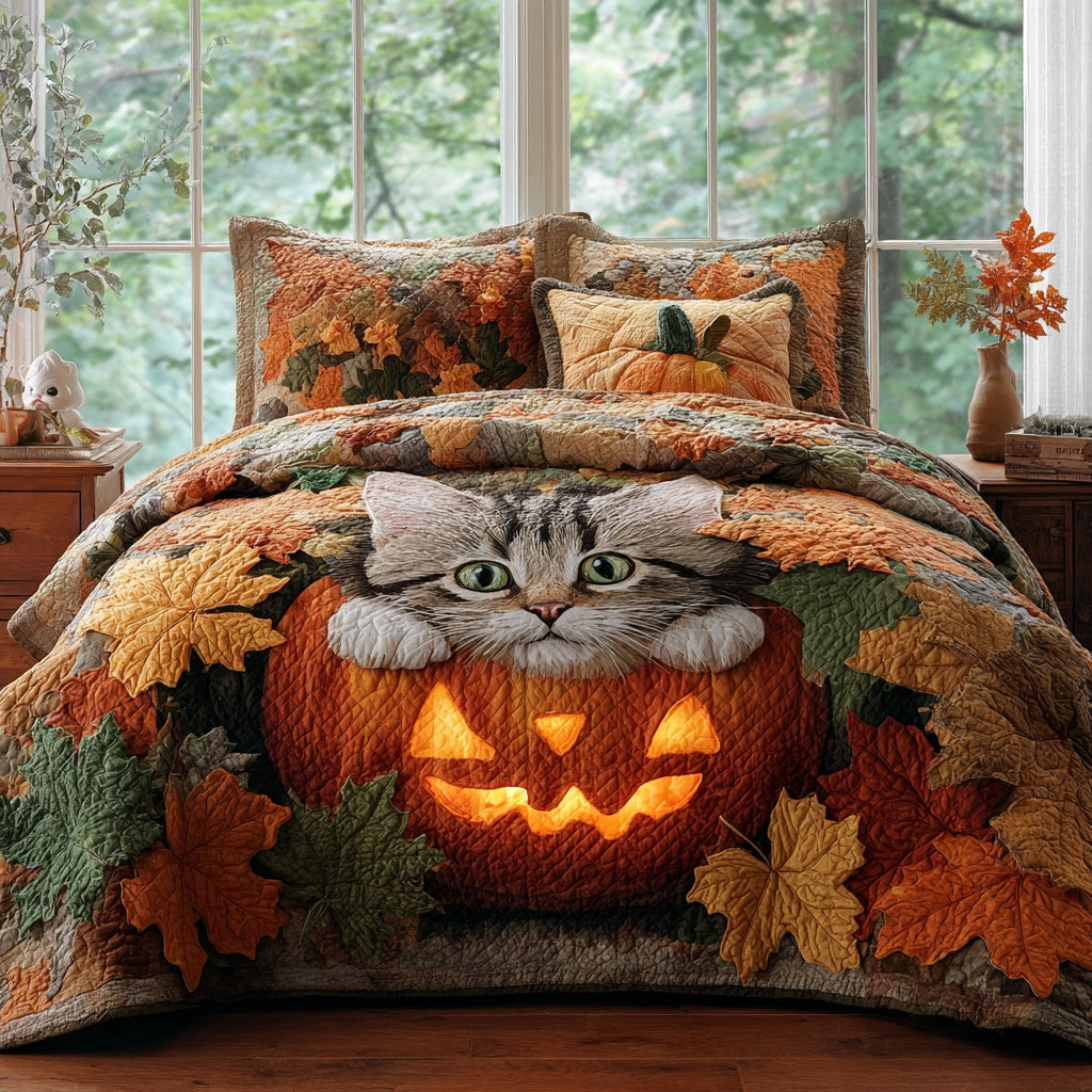 Cozy Scarf Kitty 3-Piece Quilted Bedding Set NCU0VL3660