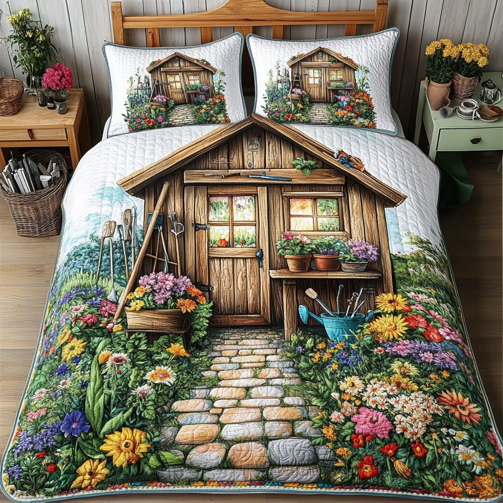Cozy Shed 3-Piece Quilted Bedding Set NCU0VL2189