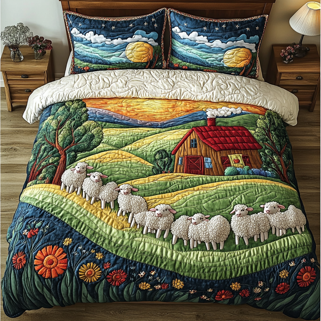 Cozy Sheep 3-Piece Quilted Bedding Set NCU0DK3955 – Vantique