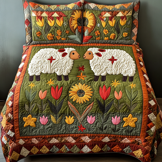 Cozy Sheep 3-Piece Quilted Bedding Set NCU0DK8925