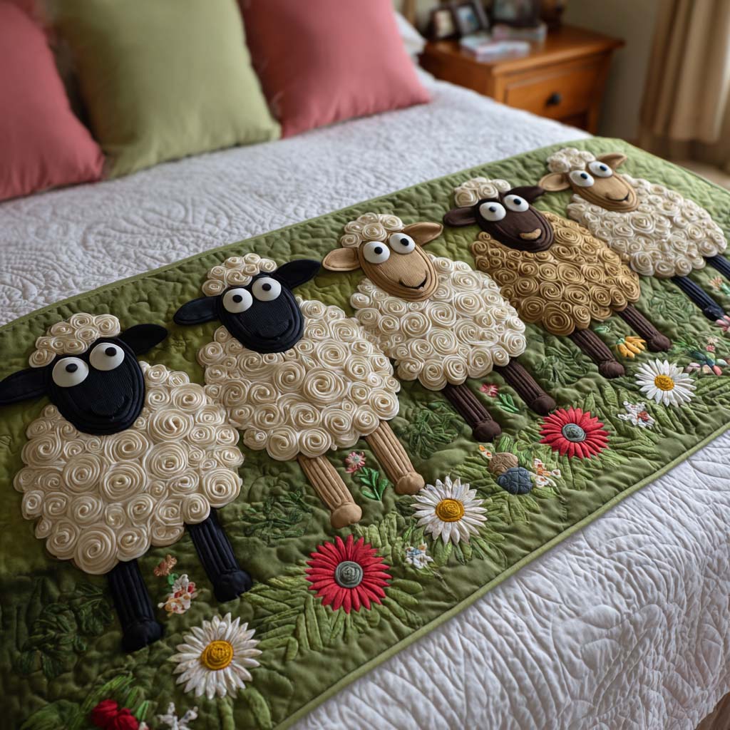 Cozy Sheep Quilted Bed Runner NCU0NT10547