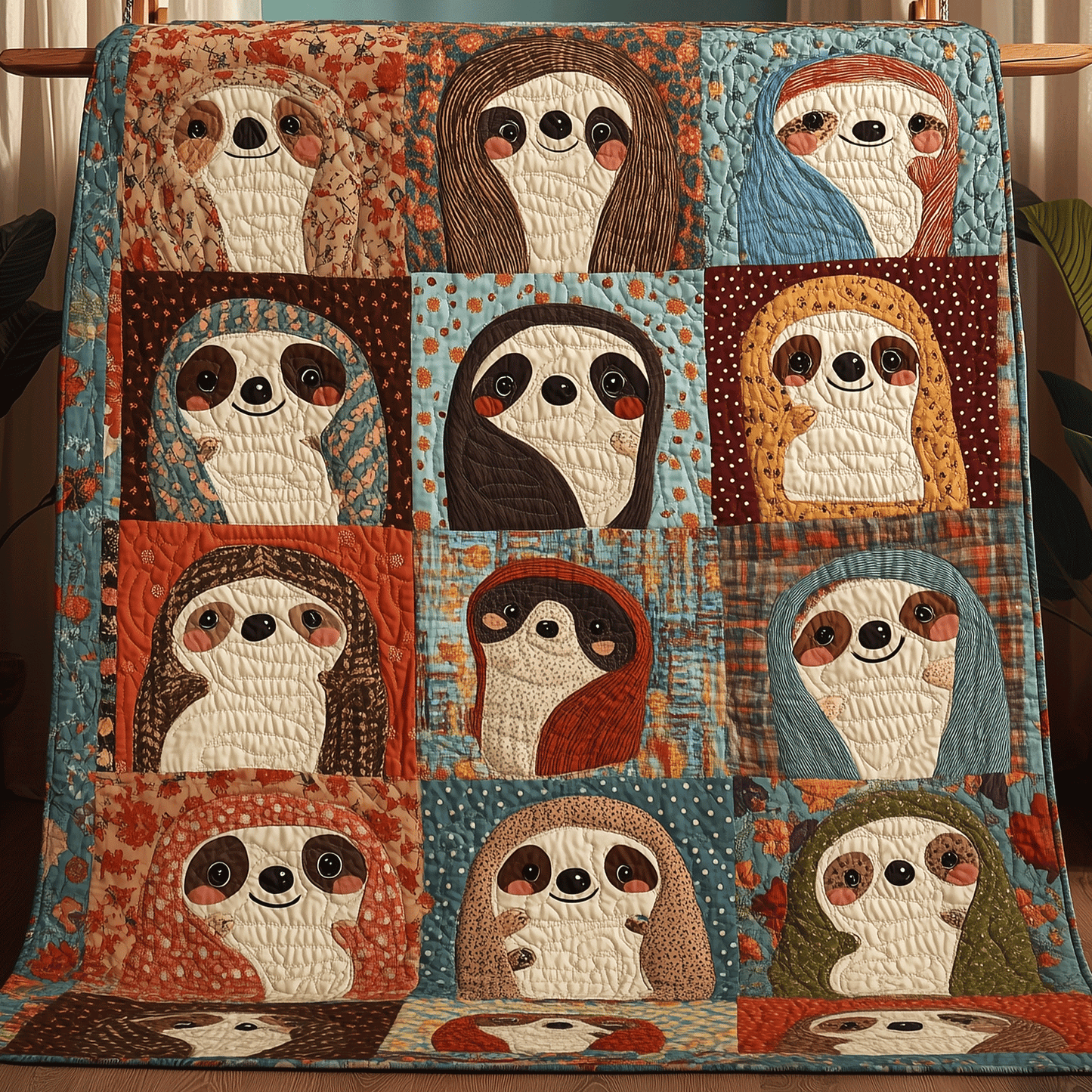 Cozy Sloth Friends Quilted Blanket NCU0TH1404