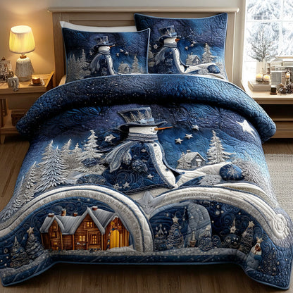 Cozy Snow Village 3-Piece Quilted Bedding Set NCU0TD1548