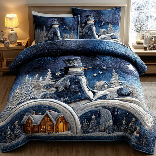 Cozy Snow Village 3-Piece Quilted Bedding Set NCU0TD1548