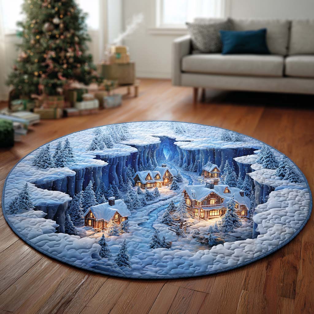 Cozy Snowfall Quilted Round Mat NCU0NT11243