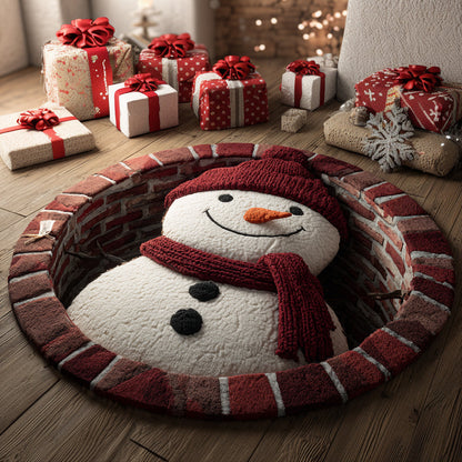 Cozy Snowman Chimney Round Carpet NCU0HH1278