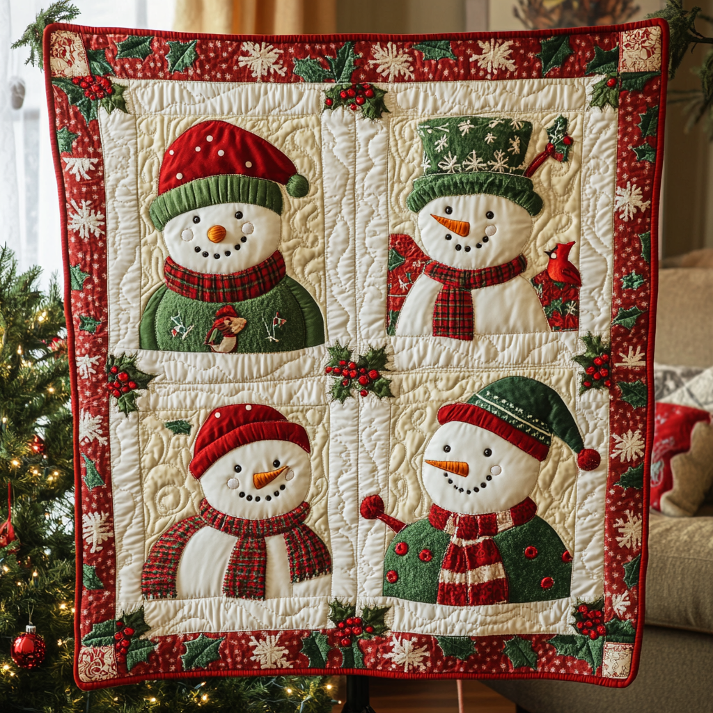 Cozy Snowman Quilted Blanket NCU0VH1258