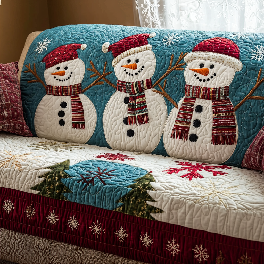 Cozy Snowman Quilted Sofa Cover NCU0DK10794