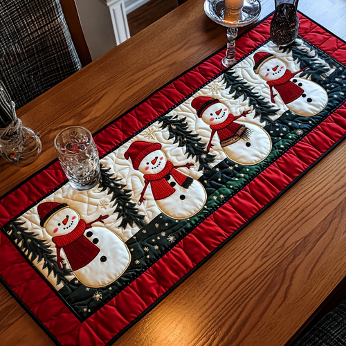 Cozy Snowmen Quilted Table Runner NCU0VH681