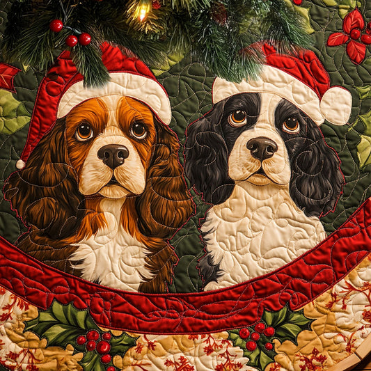 Cozy Spaniel Quilted Christmas Tree Skirt NCU0PT1655