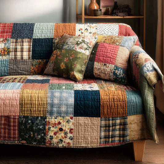 Cozy Squares Quilted Sofa Cover NCU0NT12149