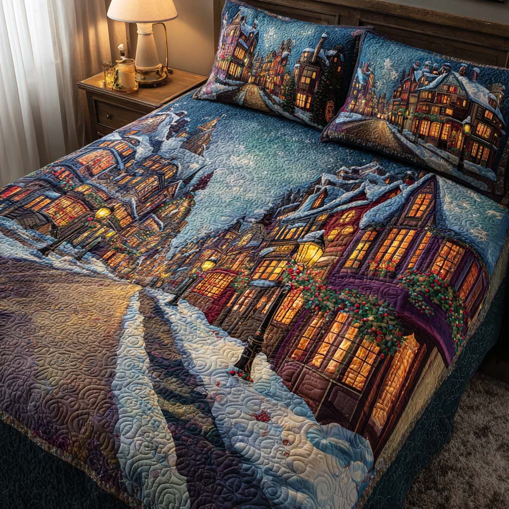 Cozy Street 3-Piece Quilted Bedding Set NCU0NT9550