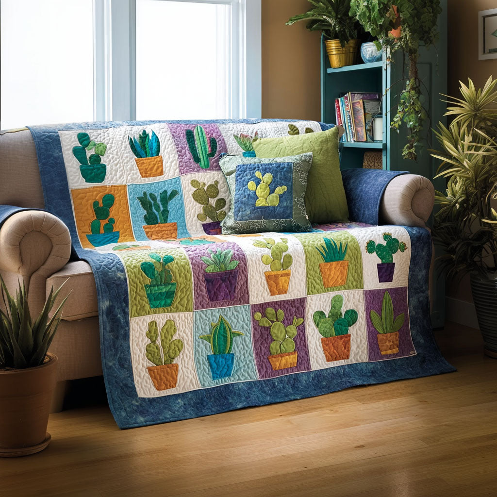 Cozy Succulents Quilted Sofa Cover NCU0NT12128