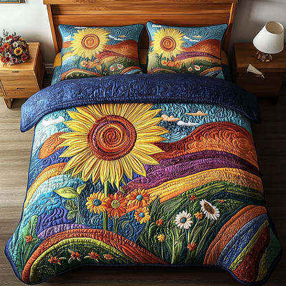 Cozy Sunflowers 3-Piece Quilted Bedding Set NCU0VH3570