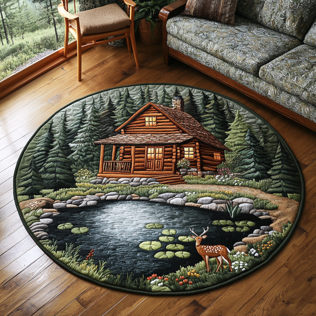 Cozy Timber Quilted Round Mat NCU0DK4806