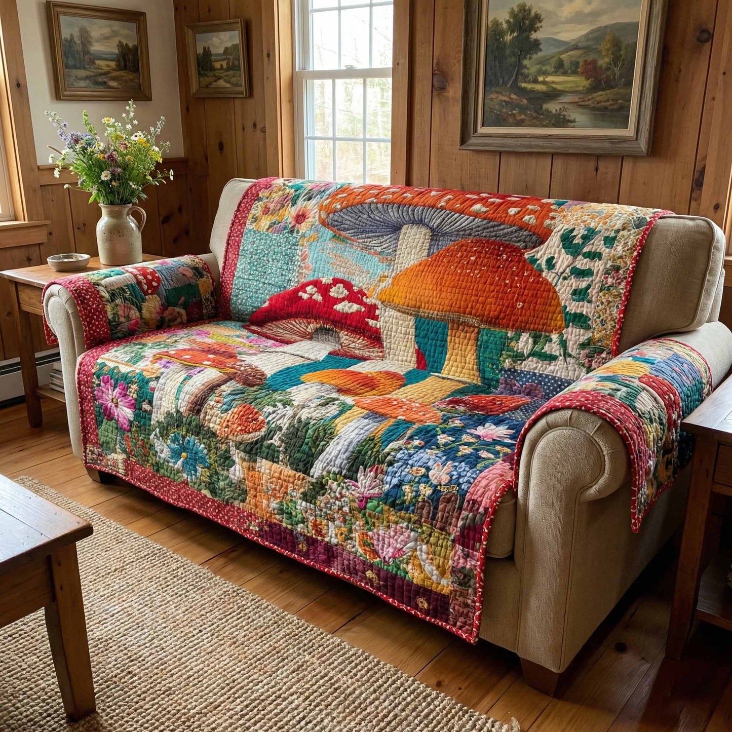 Cozy Toadstool Quilted Sofa Cover NCU0XD2410