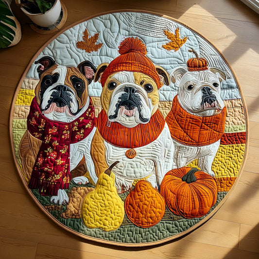 Cozy Trio Bulldog Quilted Round Mat NCU0HH038