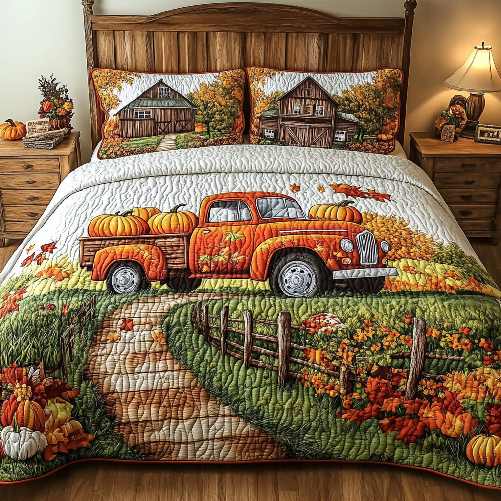 Cozy Truck 3-Piece Quilted Bedding Set NCU0DK9164
