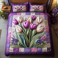 Cozy Tulips 3-Piece Quilted Bedding Set NCU0VH3296