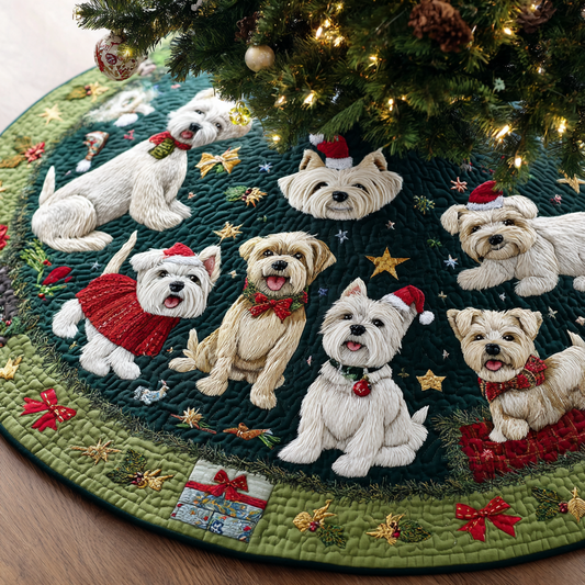 Cozy West Highland Terrier Christmas Quilted Tree Skirt NCU0DK10821