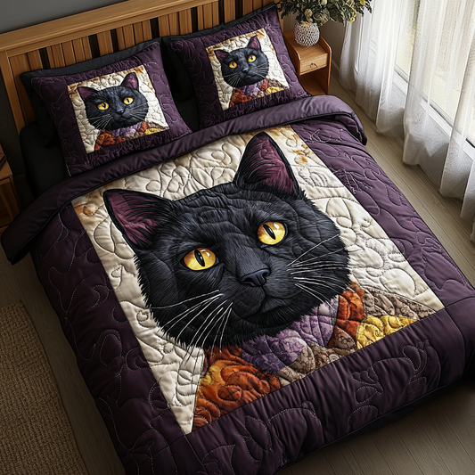 Cozy Whisker 3-Piece Quilted Bedding Set NCU0DV5729