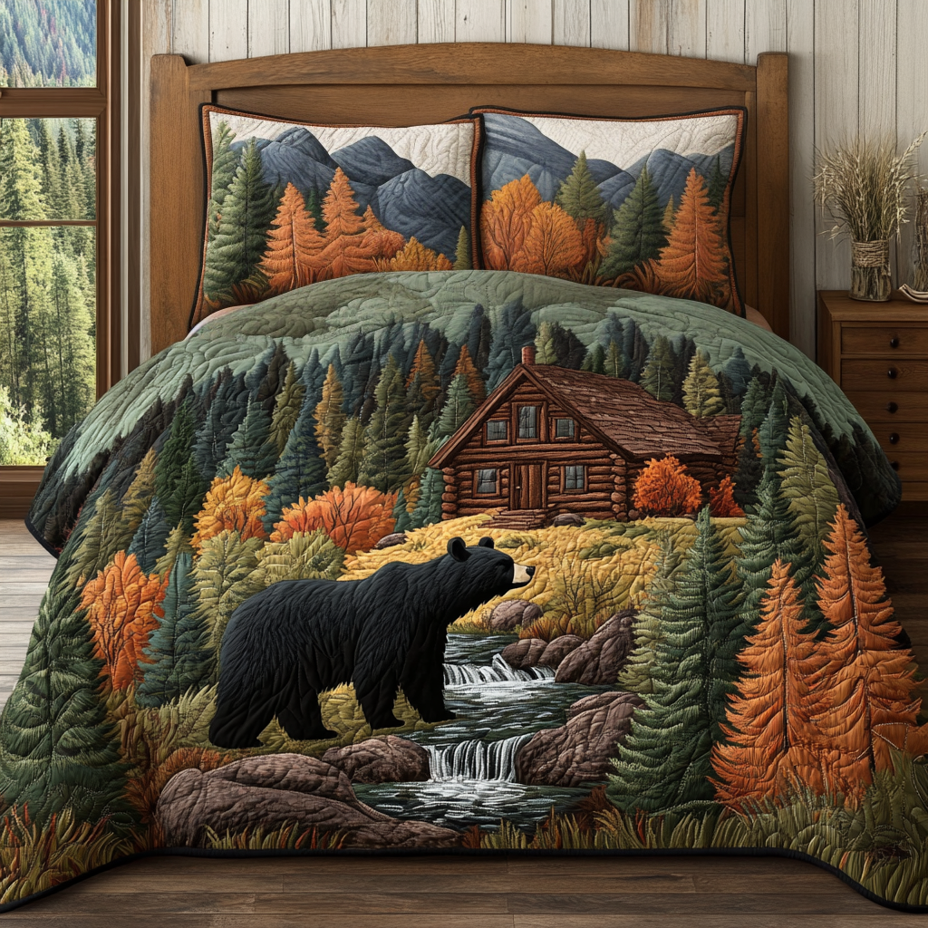 Cozy Wilderness 3-Piece Quilted Bedding Set NCU0VH4089