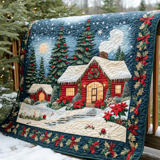 Cozy Winter Cottage Quilted Blanket NCU0XD162