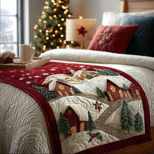 Cozy Winter Town Quilted Bed Runner NCU0PT10617