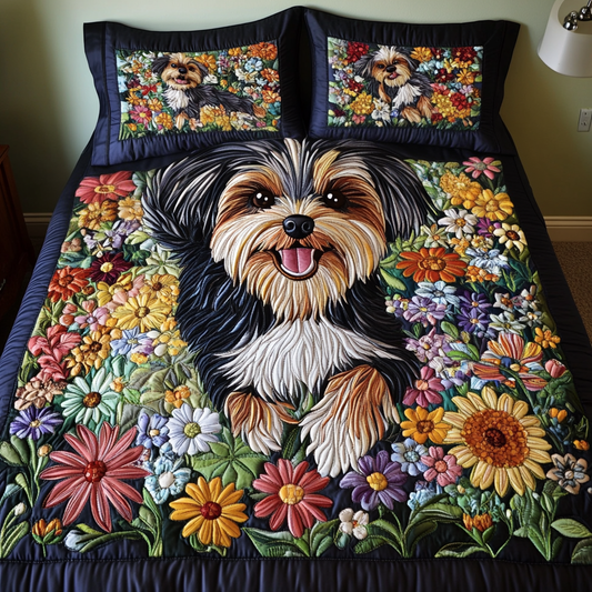Cozy Yorkie 3-Piece Quilted Bedding Set NCU0VH4952