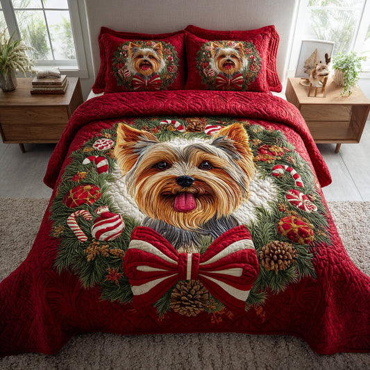 Cozy Yorkshire Terrier 3-Piece Quilted Bedding Set NCU0HH608