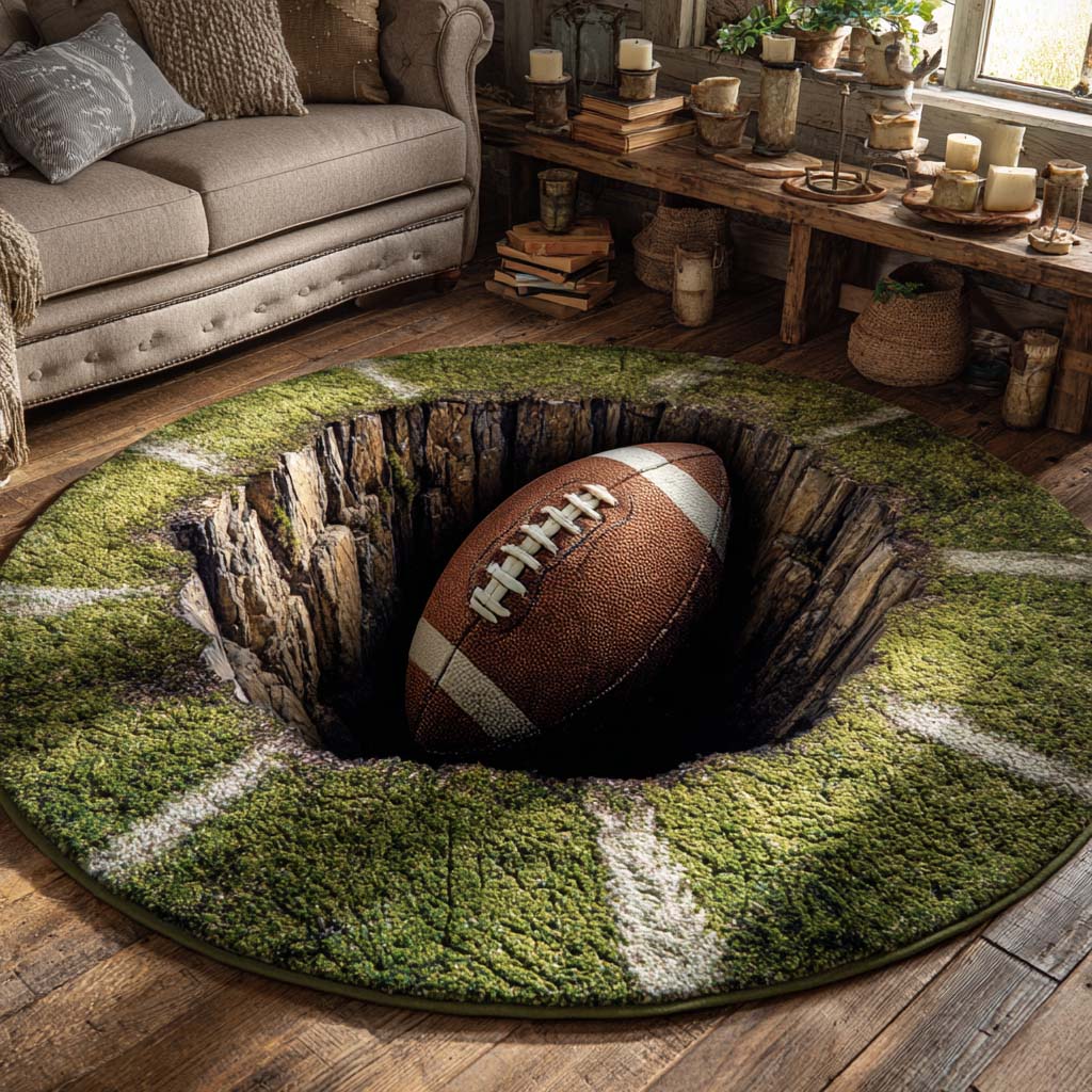 Crater Football Quilted Round Mat NCU0HH1816
