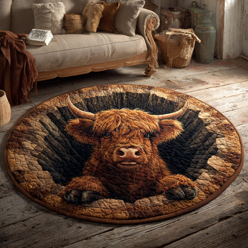 Crater Highland Cow Quilted Round Mat NCU0HH1149