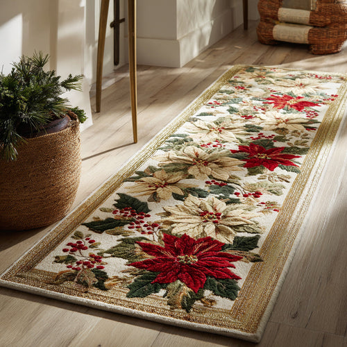 Cream Poinsettia Runner Carpet NCU0HH971