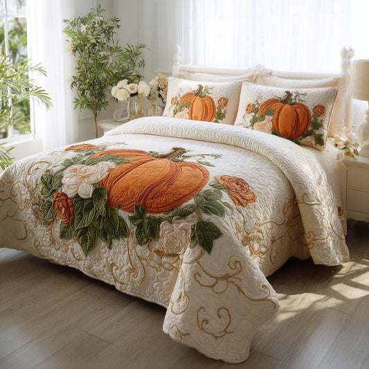 Cream Pumpkin 3-Piece Quilted Bedding Set NCU0VL3700