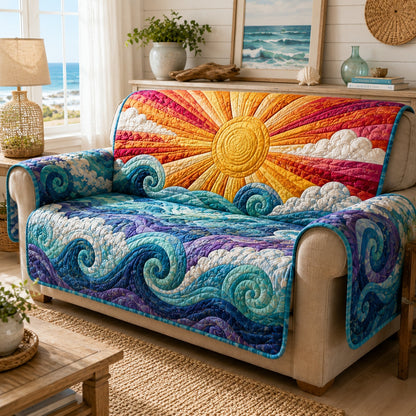 Cresting Oceanic Sol Quilted Sofa Cover NCU0VL3875
