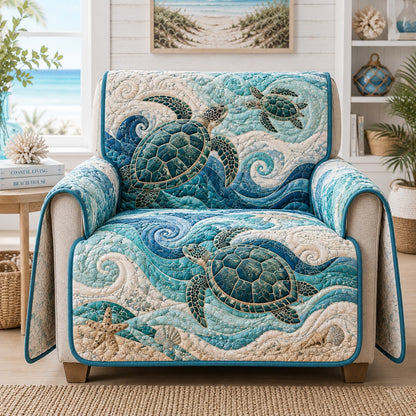Cresting Sapphire Surf Quilted Sofa Cover NCU0VL3978