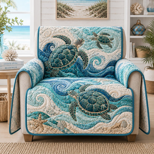 Cresting Sapphire Surf Quilted Sofa Cover NCU0VL3978