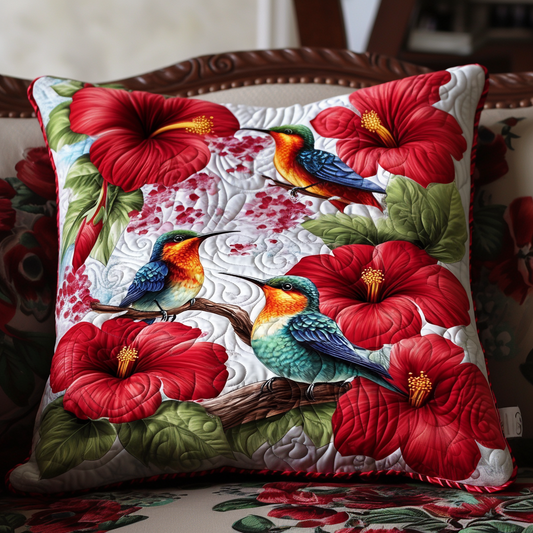 Crimson Blossom Pair Quilted Pillow Case NCU0NT8643