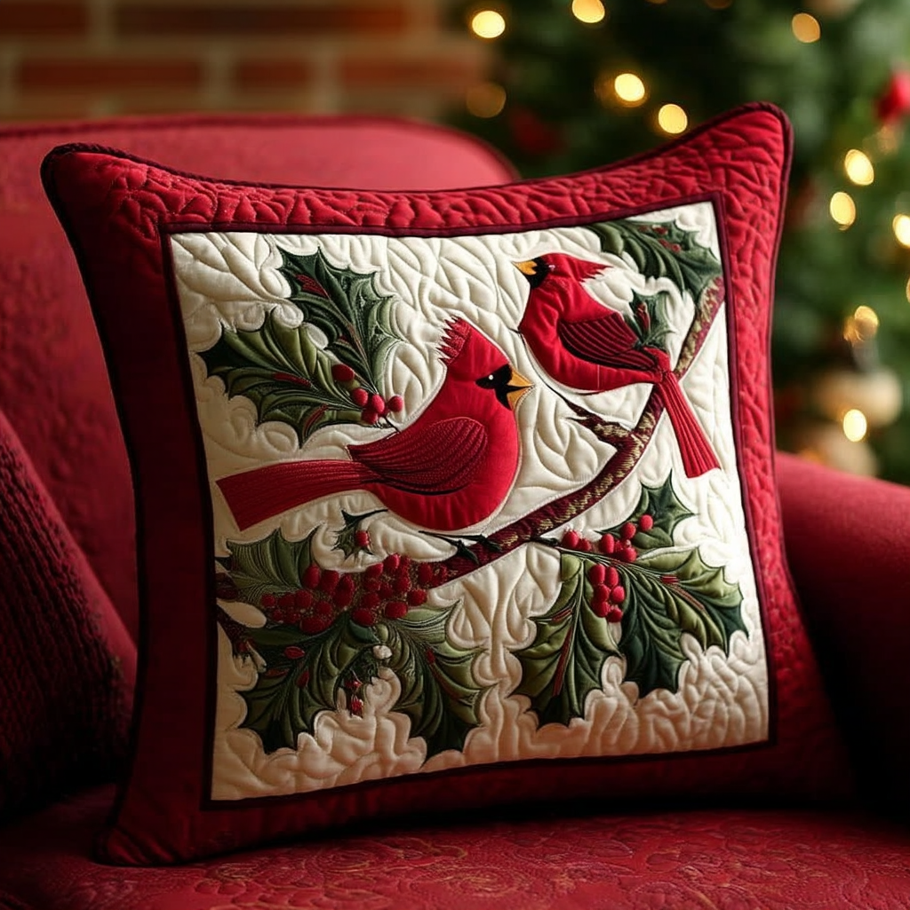 Crimson Cardinals Quilted Pillow Case NCU0TV434