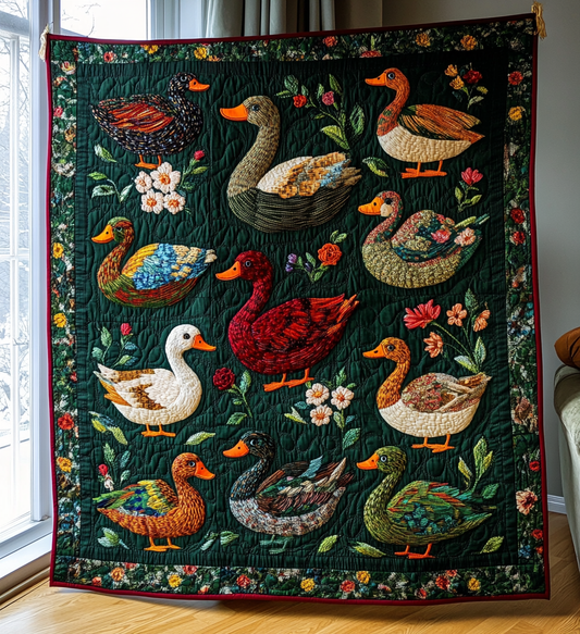 Crimson Duck Lake Quilted Blanket NCU0DV408