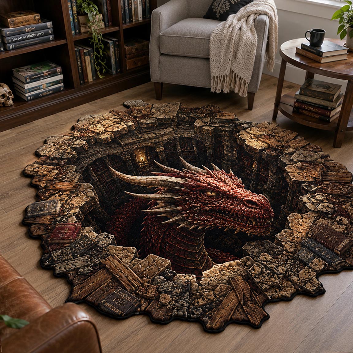 Crimson Watcher Custom Shape Area Rug NCU0DV10027