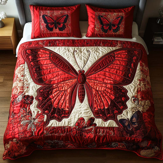 Crimson Beauty 3-Piece Quilted Bedding Set NCU0NT2278